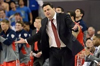 Jan 9, 2014; Los Angeles, CA, USA; Arizona Wildcats head coach Sean Miller in the second half of the game against the UCLA Bruins at Pauley Pavilion. Arizona Wildcats won 79-75. Mandatory Credit: Jayne Kamin-Oncea-USA TODAY Sports