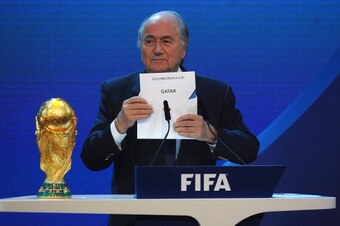 ZURICH, SWITZERLAND - DECEMBER 02: FIFA President Joseph S Blatter names Qatar as the winning hosts of 2022 during the FIFA World Cup 2018 & 2022 Host Countries Announcement at the Messe Conference Centre on December 2, 2010 in Zurich, Switzerland.  (Phot
