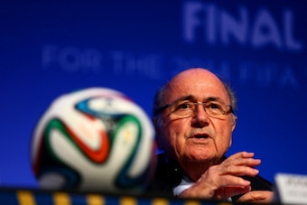 COSTA DO SAUIPE, BAHIA - DECEMBER 05:  FIFA President Joseph S. Blatter attends the FIFA Executive Committee Meeting Press Conference during a media day ahead of the 2014 FIFA World Cup Draw at Costa do Sauipe Resort on December 5, 2013 in Costa do Sauipe
