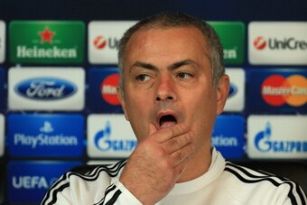 COBHAM, ENGLAND - DECEMBER 10:  Manager Jose Mourinho talks to the media during the Chelsea FC Training press conference ahead of tomorrow's UEFA Champions League match against FC Steaua Bucuresti on December 10, 2013 in Cobham, England.  (Photo by Richar