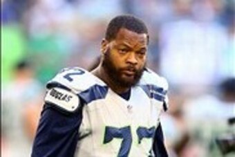 Oct 17, 2013; Phoenix, AZ, USA; Seattle Seahawks defensive end Michael Bennett against the Arizona Cardinals at University of Phoenix Stadium. Mandatory Credit: Mark J. Rebilas-USA TODAY Sports
