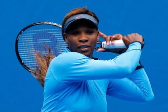 MELBOURNE, AUSTRALIA - JANUARY 11:  Serena Williams of the USA practices ahead of the 2014 Australian Open at Melbourne Park on January 11, 2014 in Melbourne, Australia.  (Photo by Darrian Traynor/Getty Images)