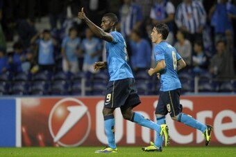 PORTO, PORTUGAL - OCTOBER 1:  Jackson Martinez of FC Porto celebrates scoring his goal during the UEFA Champions League group stage match between FC Porto and Club Atletico de Madrid held on October 1, 2013 at the Estadio do Dragao, in Porto, Portugal. (P