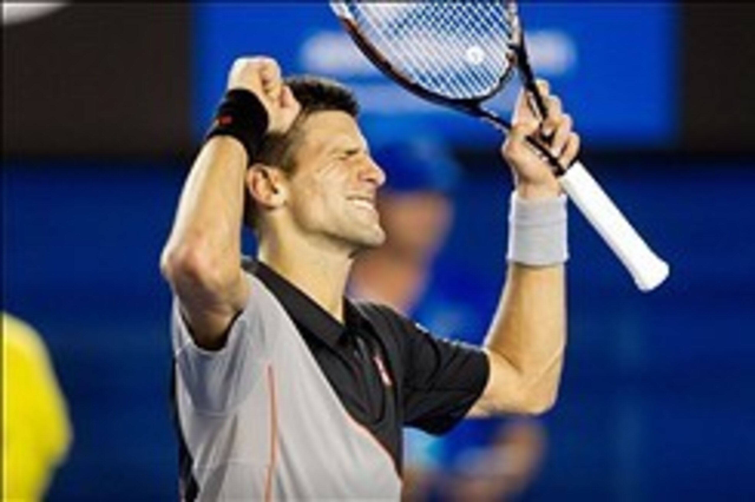 Jan 13, 2014; Melbourne, AUSTRALIA; Novak Djokovic (SRB) reacts after his match against Lukas Lacko (SRB) on day one of the 2014 Australian Open at Melbourne Park.  Mandatory Credit: Matthias Hauer/GEPA via USA TODAY Sports