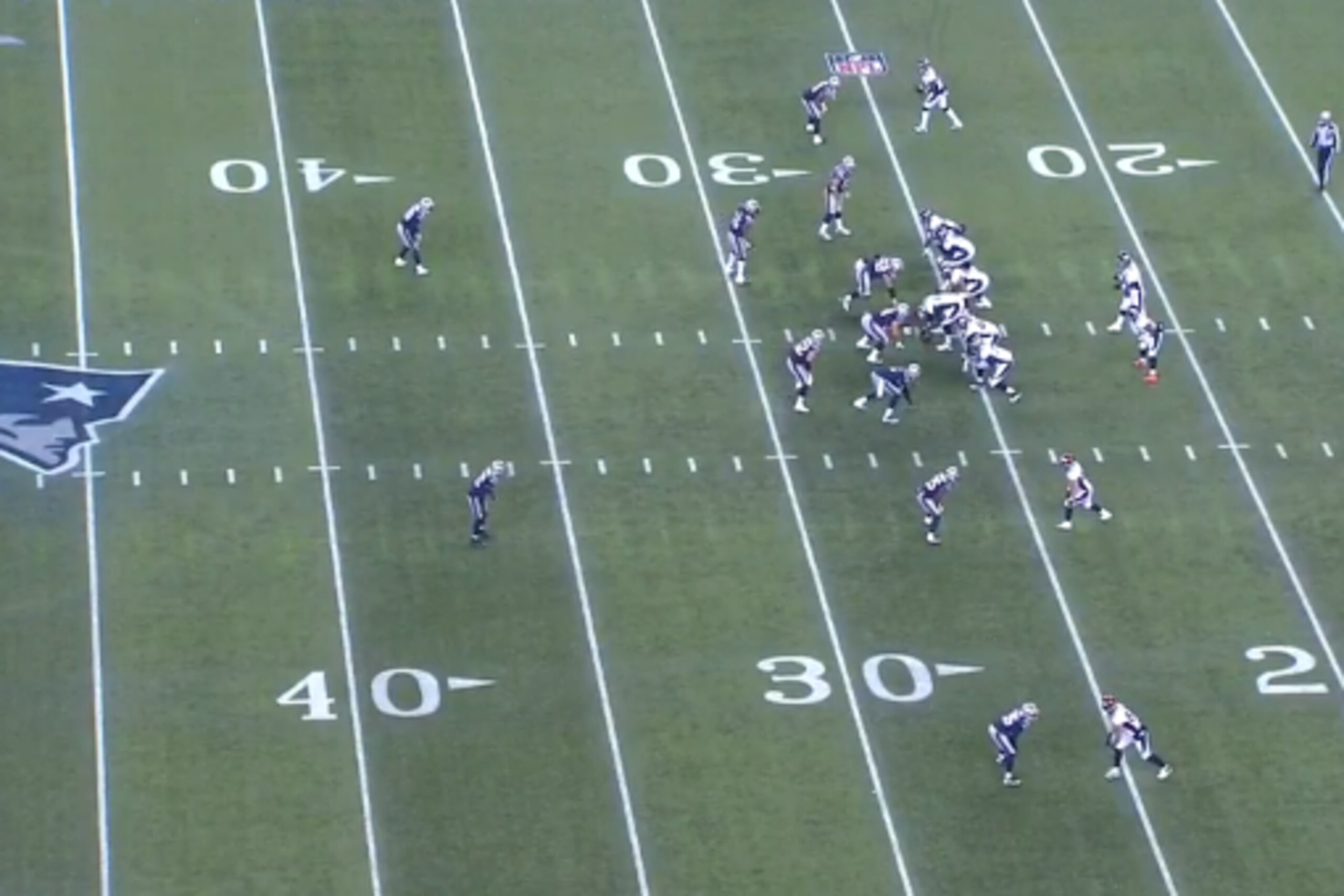 Patriots were in this nickel defense for most of the Week 12 matchup. Arrington blitzes from the slot here and forced a rushed throw and interception. The Pats only blitzed eight times in the game.