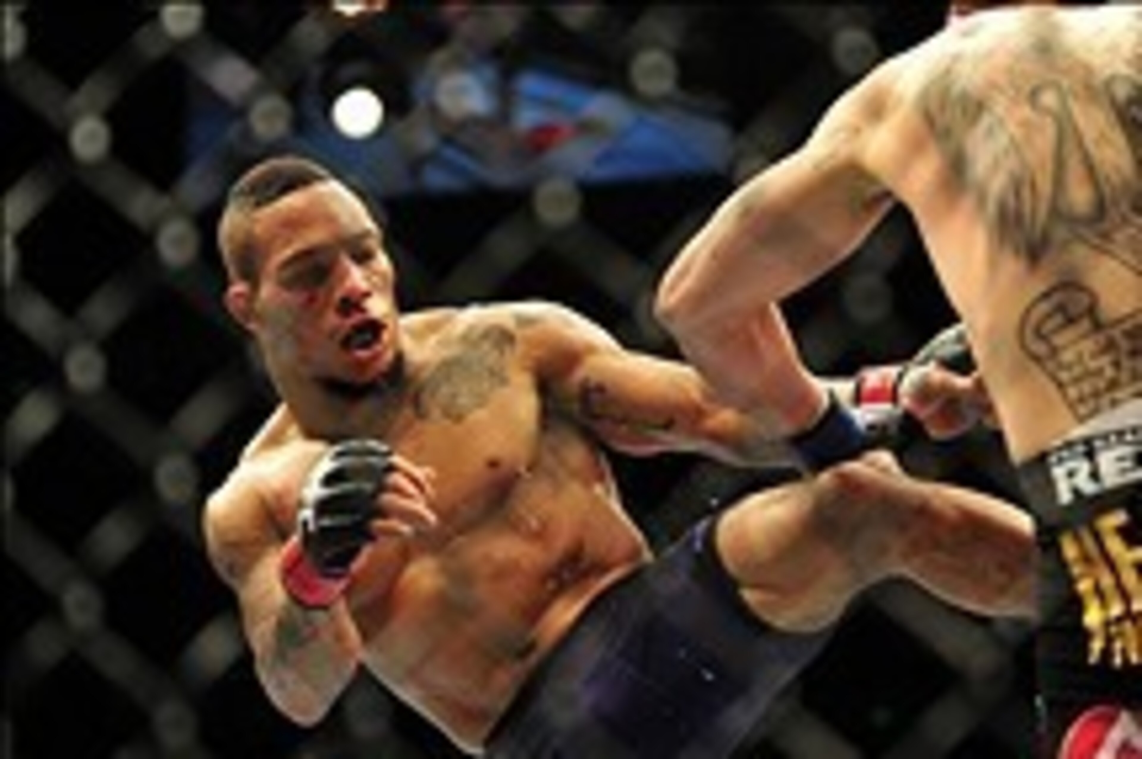 Jan, 20 2012; Nashville, TN, USA; UFC bantamweight Mike Easton kicks Jared Papazian during a bout in the UFC on FX 1 event. Easton defeated Papazian. Mandatory Credit: Don McPeak-USA TODAY Sports Jan, 20 2012; Nashville, TN, USA; UFC bantamweight Mike Easton kicks Jared Papazian during a bout in the UFC on FX 1 event. Easton defeated Papazian. Mandatory Credit: Don McPeak-USA TODAY Sports