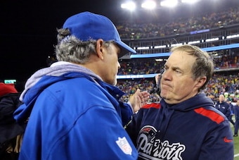 FOXBORO, MA - JANUARY 11:  (L-R) Head coach Chuck Pagano of the Indianapolis Colts shakes hands with head coach Bill Belichick of the New England Patriots after their AFC Divisional Playoff game at Gillette Stadium on January 11, 2014 in Foxboro, Massachu
