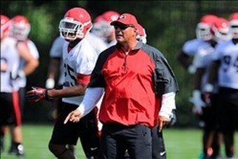 Aug 1, 2013; Athens, GA, USA; Georgia Bulldogs defensive coordinator Todd Grantham reacts during practice at the University of Georgia. Mandatory Credit: Dale Zanine-USA TODAY Sports