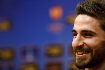 LIVERPOOL, ENGLAND - OCTOBER 03:  Fabio Borini of Liverpool in good spirits during a press conference ahead of their UEFA Europa League match against Udinese Calcio at Anfield on October 3, 2012 in Liverpool, England.  (Photo by Clive Brunskill/Getty Imag