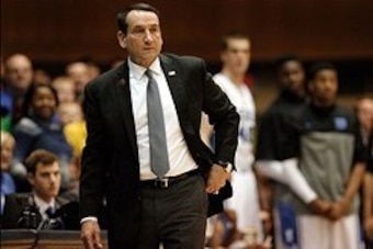 Dec 28, 2013; Durham, NC, USA; Duke Blue Devils head coach Mike Krzyzewski on the sidelines against the Eastern Michigan Eagles at Cameron Indoor Stadium. Mandatory Credit: Mark Dolejs-USA TODAY Sports