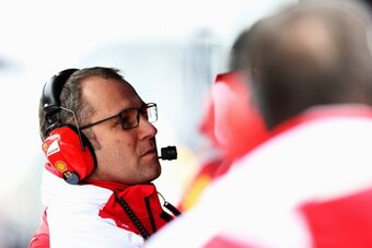 MELBOURNE, AUSTRALIA - MARCH 17:  Ferrari Team Principal Stefano Domenicali is seen on the pitwall during the weather delayed qualifying session for the Australian Formula One Grand Prix at the Albert Park Circuit on March 17, 2013 in Melbourne, Australia