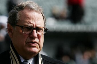 CHICAGO - APRIL 01: Jerry Reinsdorf, chairman  of the Chicago White Sox, watches as his team takes batting practice before the Opening Day game against the Cleveland Indians April 2, 2007 at U.S. Cellular Field in Chicago, Illinois.  (Photo by Jonathan Da
