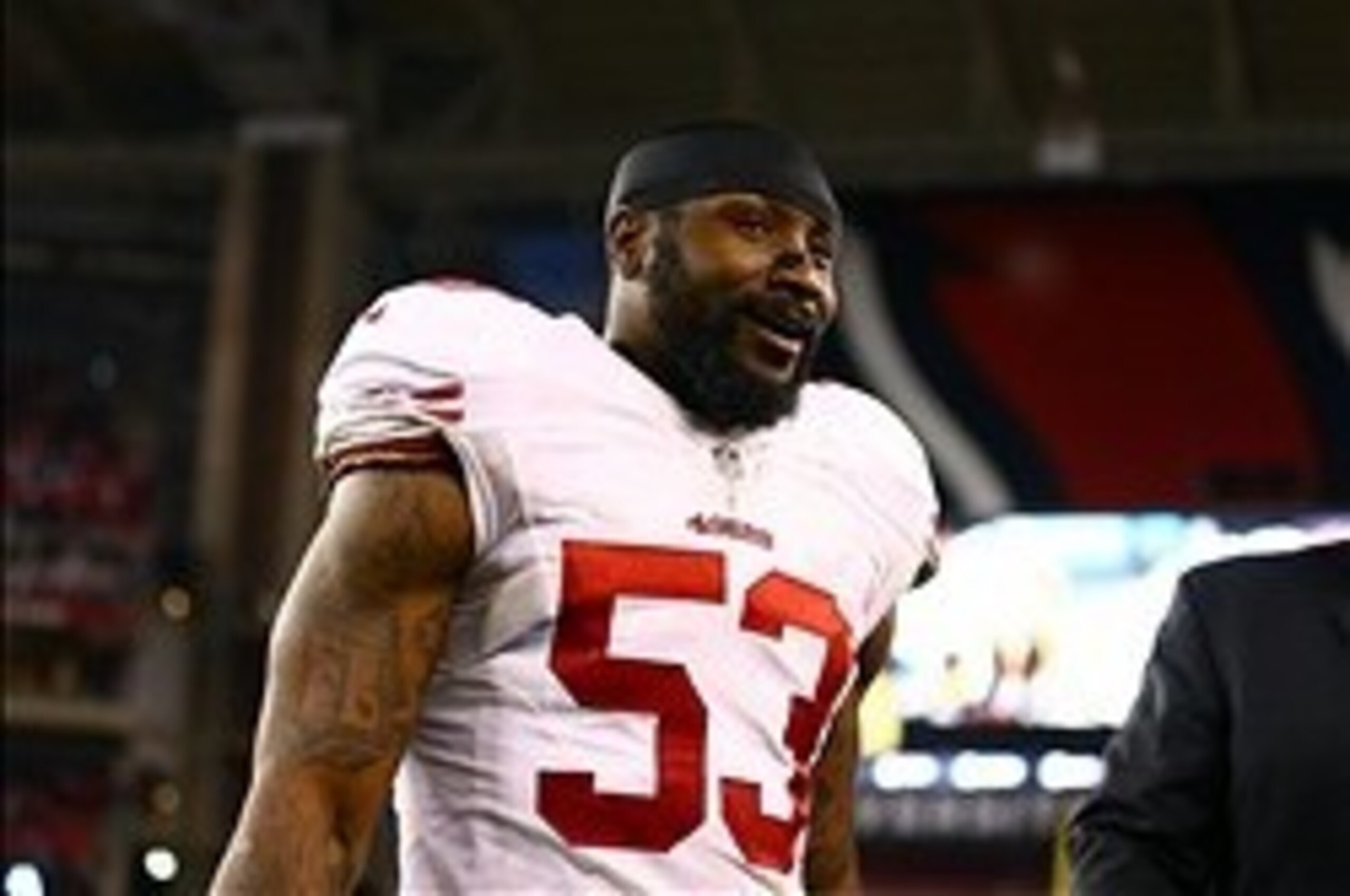 Dec 29, 2013; Phoenix, AZ, USA; San Francisco 49ers linebacker NaVorro Bowman (53) against the Arizona Cardinals at University of Phoenix Stadium. Mandatory Credit: Mark J. Rebilas-USA TODAY Sports