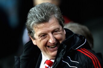 BLACKBURN, ENGLAND - JANUARY 05:  Liverpool manager Roy Hodgson in good spirits before the kick off at the Barclays Premier League match between Blackburn Rovers and Liverpool at Ewood park on January 5, 2011 in Blackburn, England.  (Photo by Clive Brunsk