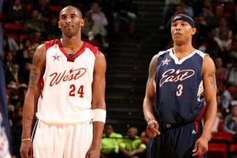 LAS VEGAS - FEBRUARY 18:  Kobe Bryant #24 of the Western Conference stands on court next to Caron Butler #3 of the Eastern Conference during the 2007 NBA All-Star Game on February 18, 2007 at Thomas & Mack Center in Las Vegas, Nevada. NOTE TO USER: User e