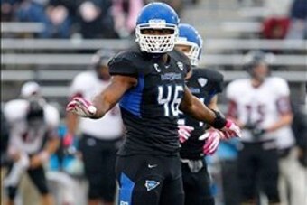Oct 19, 2013; Buffalo, NY, USA; Buffalo Bulls linebacker Khalil Mack (46) during a game against the Massachusetts Minutemen at University of Buffalo Stadium. Mandatory Credit: Timothy T. Ludwig-USA TODAY Sports
