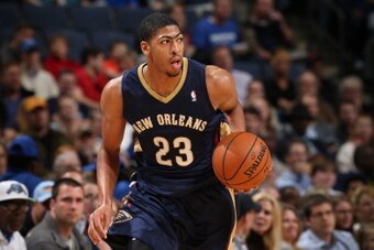 MEMPHIS, TN - NOVEMBER 6: Anthony Davis #23 of the New Orleans Pelicans dribbles the ball during a game against the Memphis Grizzlies on November 6, 2013 at FedExForum in Memphis, Tennessee. NOTE TO USER: User expressly acknowledges and agrees that, by do
