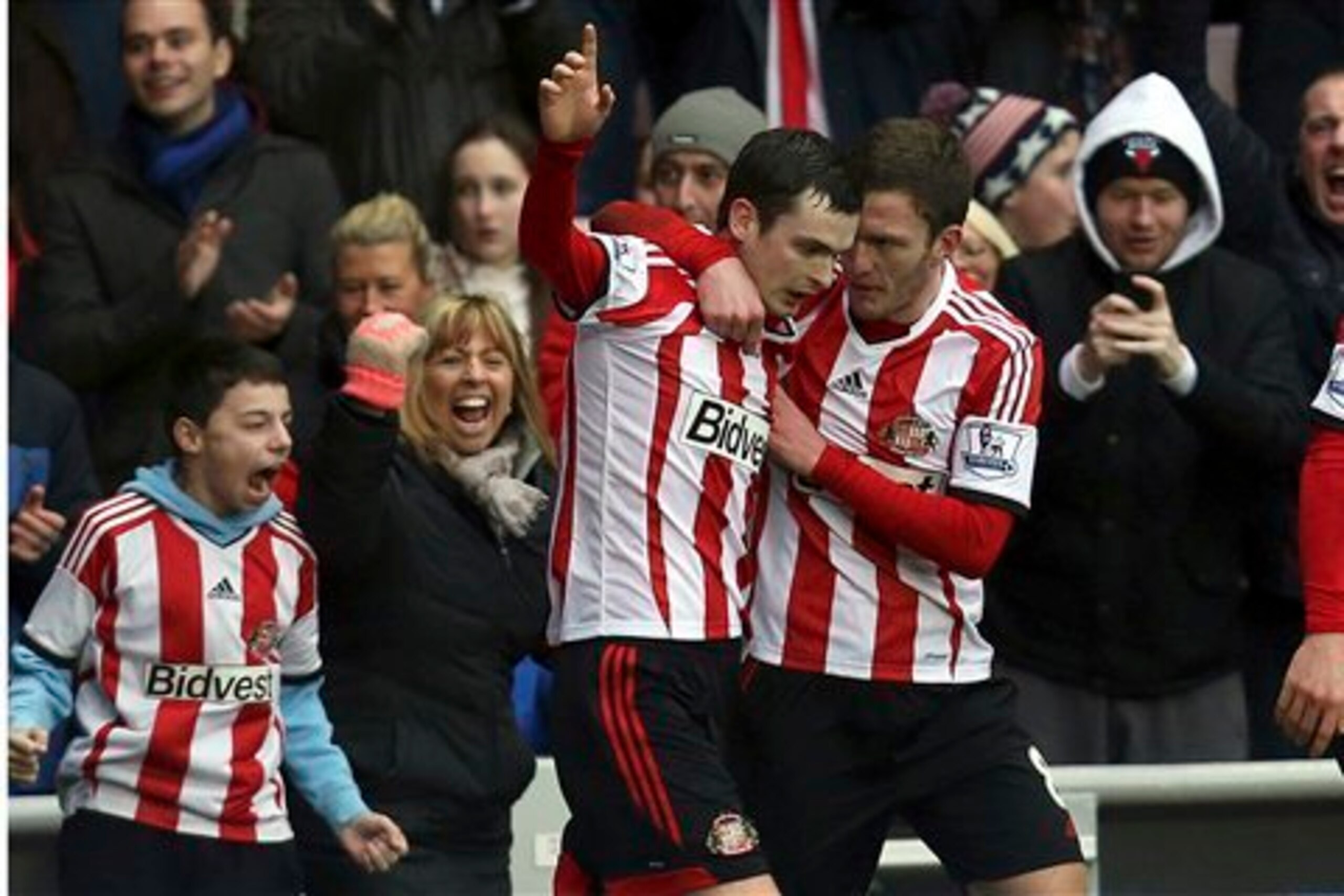 Adam Johnson celebrates a Sunderland goal.