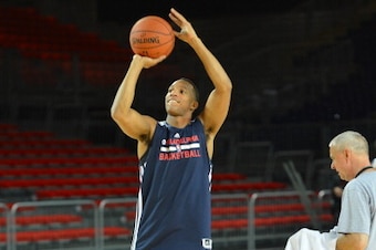 BILBAO, SPAIN - OCTOBER 4:  Evan Turner #12 of the Philadelphia 76ers practices at the Bilbao Exhibition Center NBA Global Games on October 4, 2013  in Bilbao, Spain. NOTE TO USER: User expressly acknowledges and agrees that, by downloading and or using t
