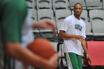 ISTANBUL - OCTOBER 2:  Avery Bradley of the Boston Celtics practices on October 2, 2012 at the BJK Besiktas Sports Complex in Istanbul, Turkey. NOTE TO USER: User expressly acknowledges and agrees that, by downloading and or using this photograph, User is