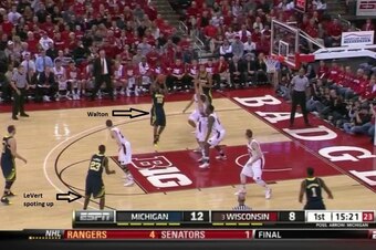 When Jackson closes out hard, Walton drives into the middle of the paint and finds LeVert wide open for a three on the wing.