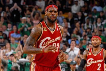 BOSTON - MAY 13:  LeBron James #23 of the Cleveland Cavaliers runs up court in Game Six of the Eastern Conference Semifnals against the Boston Celtics during the 2010 NBA Playoffs on May 13, 2010 at TD Banknorth Garden in Boston, Massachusetts.  The Celti