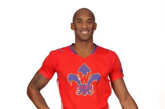 LOS ANGELES, CA - JANUARY 14: Kobe Bryant #24 of the Los Angeles Lakers poses for a portrait in the 2014 All-Star Uniform being named a starter on January 14, 2014 at Staples Center in Los Angeles, California. NOTE TO USER: User expressly acknowledges and
