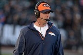 Dec 29, 2013; Oakland, CA, USA; Denver Broncos offensive coordinator Adam Gase during the game against the Oakland Raiders at O.co Coliseum. The Broncos defeated the Raiders 34-14. Mandatory Credit: Kirby Lee-USA TODAY Sports