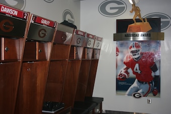 Jerseys are presented in the RB and QB wing of the Georgia locker room