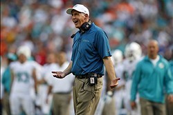 Dec 15, 2013; Miami Gardens, FL, USA: Miami Dolphins head coach Joe Philbin reacts in the second half of a game against the New England Patriots at Sun Life Stadium. The Dolphins won 24-20. Mandatory Credit: Robert Mayer-USA TODAY Sports