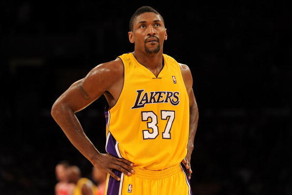 LOS ANGELES, CA - NOVEMBER 19:  Ron Artest #37 of the Los Angeles Lakers stands on the court during the game against the Chicago Bulls on November 19, 2009 at Staples Center in Los Angeles, California. The Lakers won 108-93. (Photo by Harry How/Getty Imag
