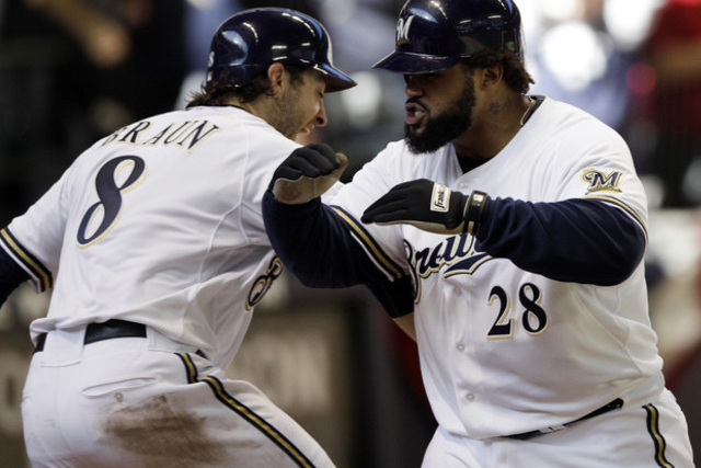 Fielder, right, had more success hitting behind Braun, left, on the Brewers.