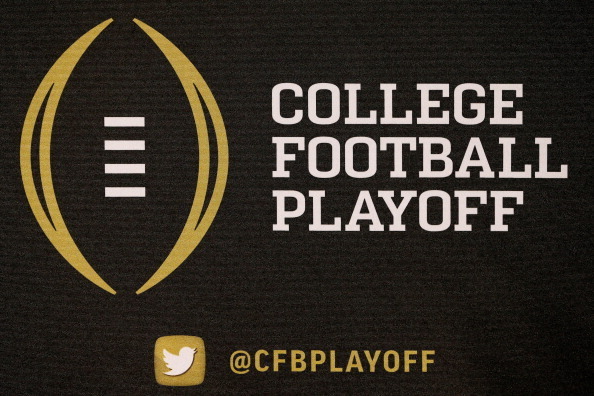 IRVING, TX - OCTOBER 16:  A detail view of the College Football Playoff logo shown during a press conference on October 16, 2013 in Irving, Texas. Condoleezza Rice, Stanford University professor and former United States Secretary of State, was chosen to s