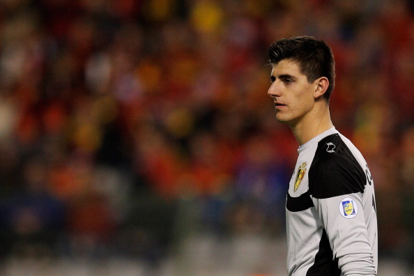BRUSSELS, BELGIUM - OCTOBER 15:  Goalkeeper, Thibaut Courtois of Belgium in action during the FIFA 2014 World Cup Qualifying Group A match between Belgium and Wales at King Baudouin Stadium on October 15, 2013 in Brussels, Belgium.  (Photo by Dean Mouhtar