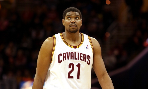 CLEVELAND, OH - DECEMBER 26:  Andrew Bynum #21 of the Cleveland Cavaliers looks on during the game against the Atlanta Hawks at Quicken Loans Arena on December 26, 2013 in Cleveland, Ohio.  NOTE TO USER: User expressly acknowledges and agrees that, by dow