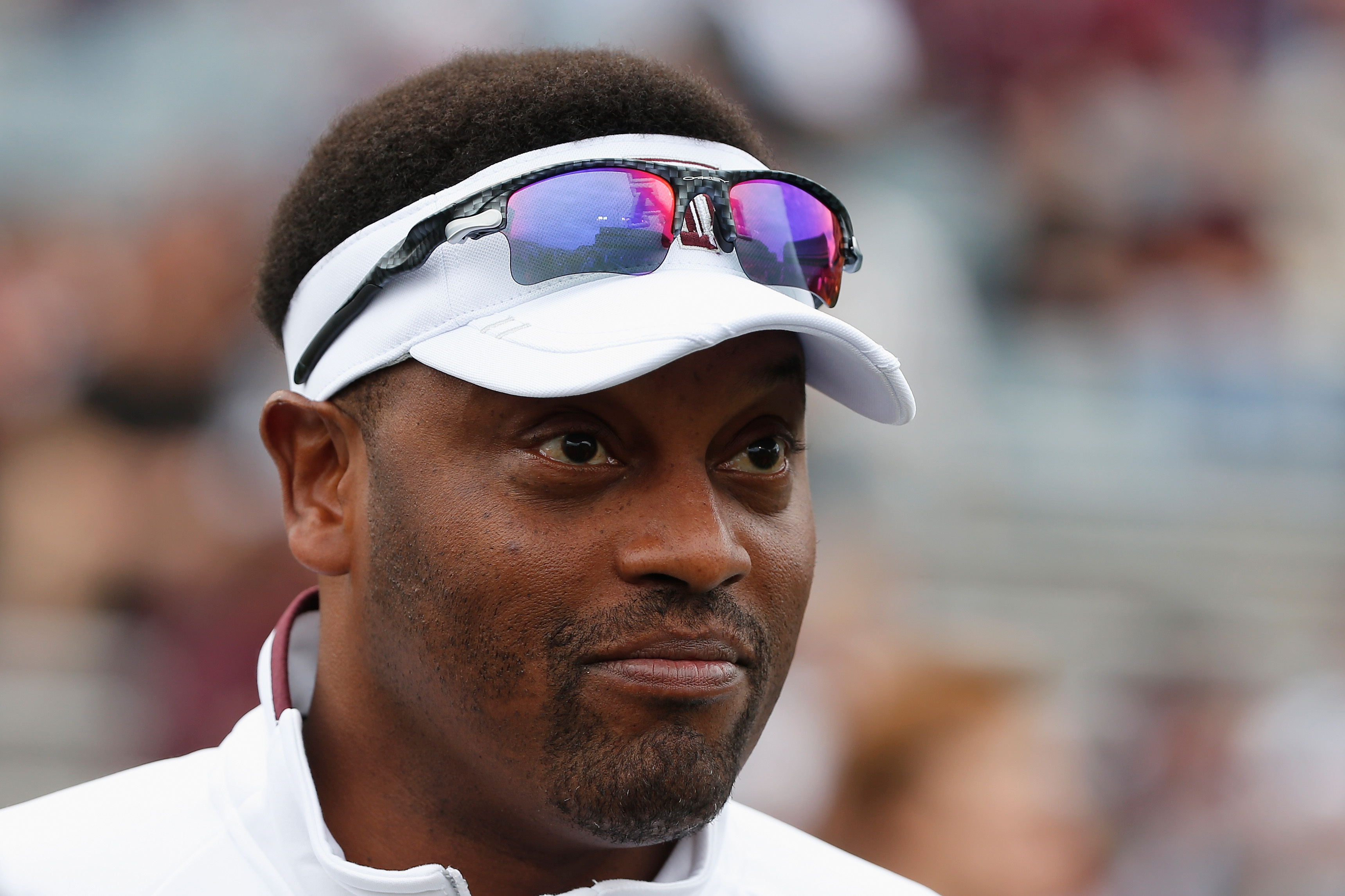 COLLEGE STATION, TX - NOVEMBER 09:  Head coach Kevin Sumlin of the Texas A&M Aggies waits on the field before the game against the Mississippi State Bulldogs at Kyle Field on November 9, 2013 in College Station, Texas.  (Photo by Scott Halleran/Getty Imag