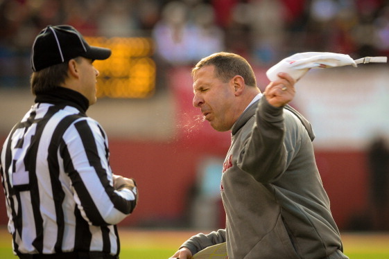 LINCOLN, NE - NOVEMBER 29: Nebraska Cornhuskers head coach Bo Pelini reacts to a call during their game at against the Iowa HawkeyesMemorial stadium on November 29, 2013 in Lincoln, Nebraska. (Photo by Eric Francis/Getty Images)