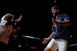 Jan 14, 2014; Memphis, TN, USA; Memphis Grizzlies center Marc Gasol (33) before the game against the Oklahoma City Thunder at FedExForum. Memphis Grizzlies beat Oklahoma City Thunder 90 - 87. Mandatory Credit: Justin Ford-USA TODAY Sports