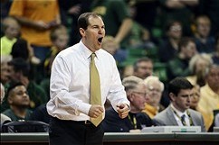 Jan 25, 2014; Waco, TX, USA; Baylor Bears head coach Scott Drew reacts during the second half against the Texas Longhorns at The Ferrell Center. Mandatory Credit: Kevin Jairaj-USA TODAY Sports