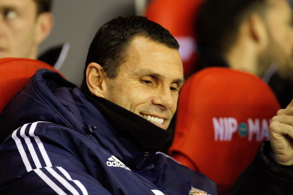 SUNDERLAND, ENGLAND - JANUARY 29: Sunderland's manager Gus Poyet smiles during the Barclays Premier League match between Sunderland and Stoke City at Stadium of Light on January 29, 2014 in Sunderland, England. (Photo by Richard Sellers/Getty Images)