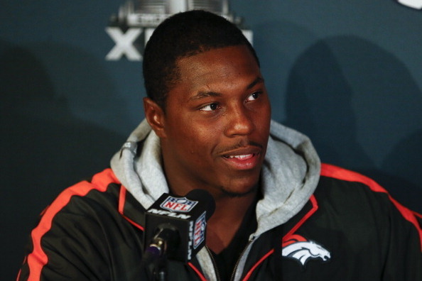 JERSEY CITY, NJ - JANUARY 27:   Knowshon Moreno of the Denver Broncos speaks to the media during Super Bowl XLVIII media availability January 27, 2014 in Jersey City, New Jersey. The Denver Broncos and Seattle Seahawks will meet at Super Bowl XLVIII at Me