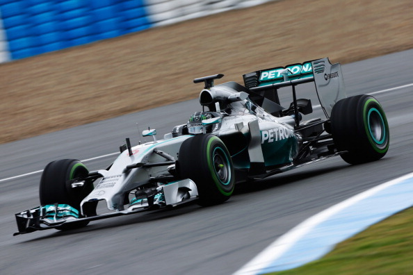 JEREZ DE LA FRONTERA, SPAIN - JANUARY 31:  Nico Rosberg of Germany and Mercedes GP drives during day four of Formula One Winter Testing at the Circuito de Jerez on January 31, 2014 in Jerez de la Frontera, Spain.  (Photo by Andrew Hone/Getty Images)