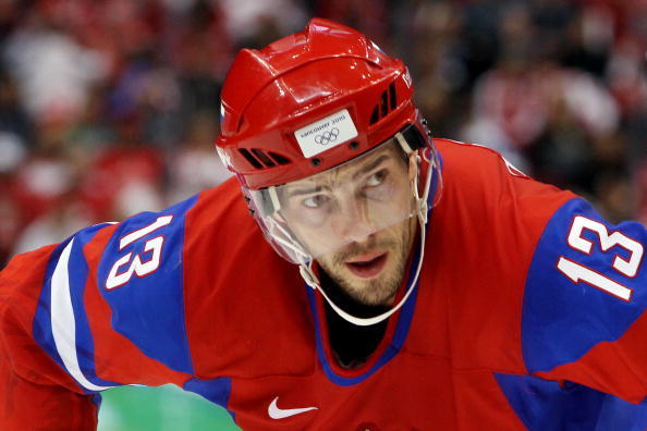 VANCOUVER, BC - FEBRUARY 24:  Pavel Datsyuk #13 of Russia is seen during the ice hockey men's quarter final game between Russia and Canada on day 13 of the Vancouver 2010 Winter Olympics at Canada Hockey Place on February 24, 2010 in Vancouver, Canada.  (