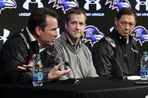 Rick Dennison (right) comes from Houston to take over the Ravens' quarterbacks coach job.