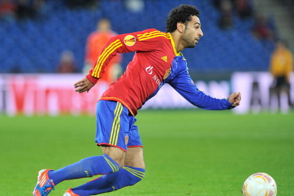 BASEL, SWITZERLAND - OCTOBER 4:  Mohamed Salah of FC Basel 1893 in action during the UEFA Europa League group stage match between FC Basel 1893 and KRC Genk held on October 4, 2012 at the St. Jakob-Park in Basel, Switzerland. (Photo by Sebastien Feval/Eur