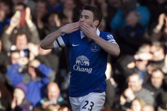 Seamus Coleman celebrates getting himself on the scoresheet once again