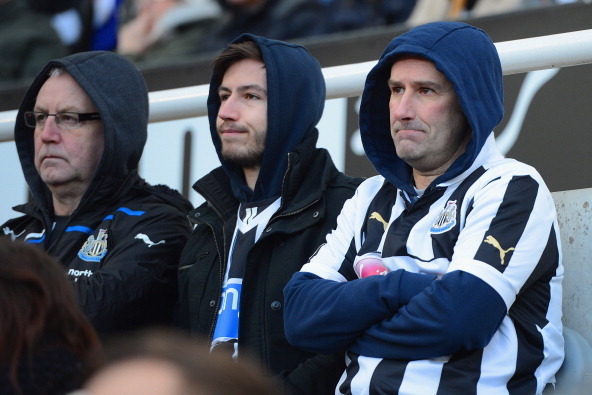 NEWCASTLE UPON TYNE, ENGLAND - FEBRUARY 01:  Newcastle fans look dejected during the Barclays Premier League match between Newcastle United and Sunderland at St James' Park on February 1, 2014 in Newcastle upon Tyne, England.  (Photo by Michael Regan/Gett