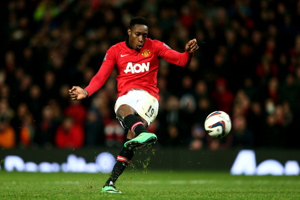 MANCHESTER, ENGLAND - JANUARY 22:  Danny Welbeck of Manchester United misses with his penalty attempt during the Capital One Cup semi final, second leg match between Manchester United and Sunderland at Old Trafford on January 22, 2014 in Manchester, Engla