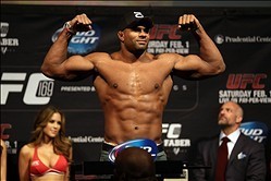 Jan 31, 2014; Newark, NJ, USA; Alistair Overeem and Frank Mir (not pictured) weigh in for their heavyweight bout at Prudential Center. Mandatory Credit: Joe Camporeale-USA TODAY Sports