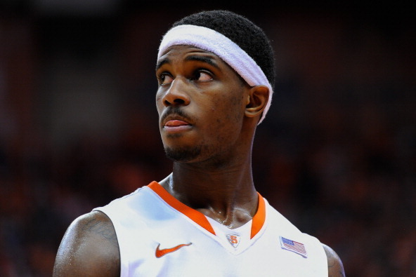 SYRACUSE, NY - FEBRUARY 01:  C.J. Fair #5 of the Syracuse Orange looks on against the Duke Blue Devils during the second half at the Carrier Dome on February 1, 2014 in Syracuse, New York.  Syracuse defeated Duke 91-89 in overtime.  (Photo by Rich Barnes/